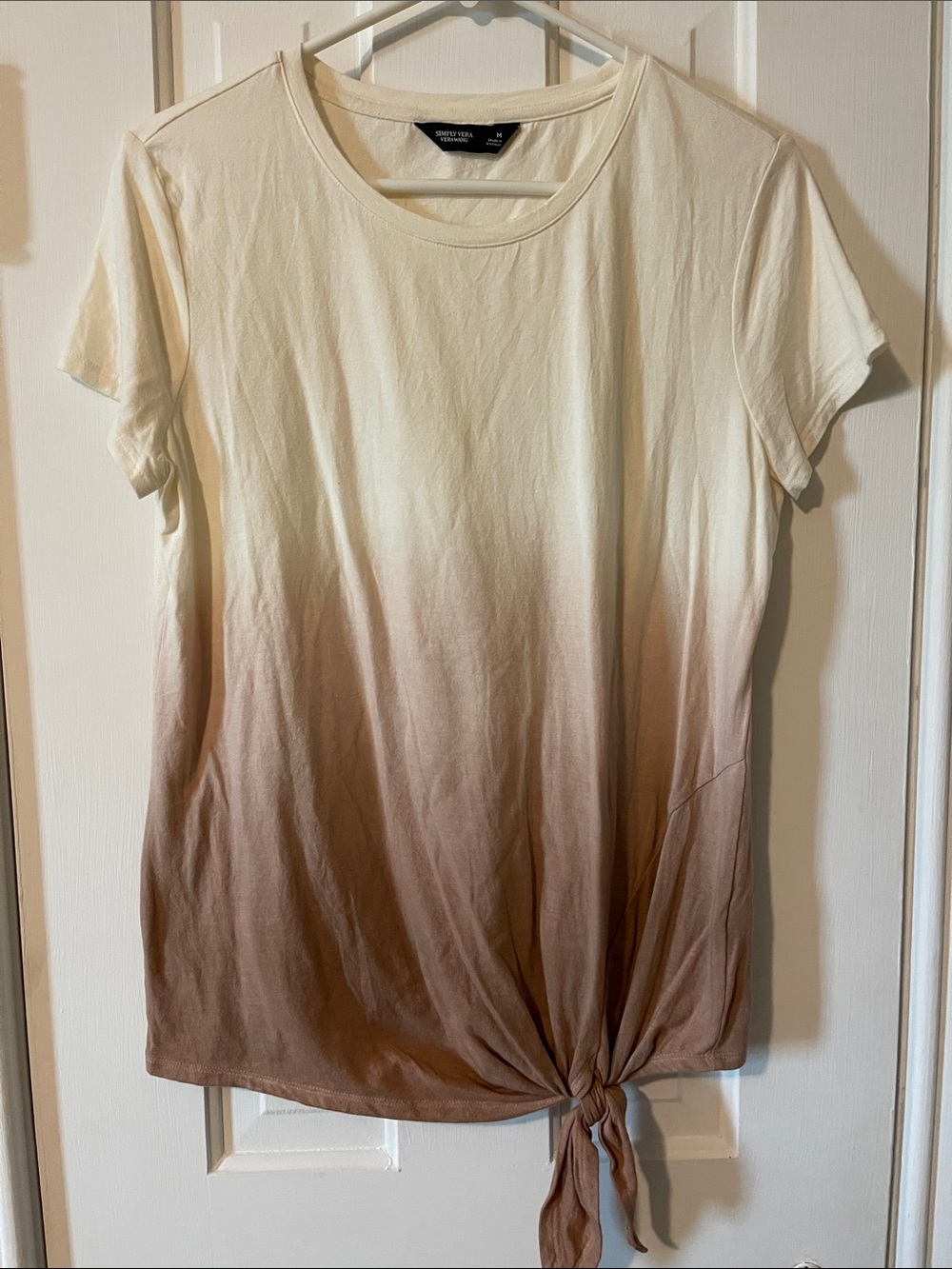 Simply Vera Cream to Brown Ombre Tie-Hem Tee